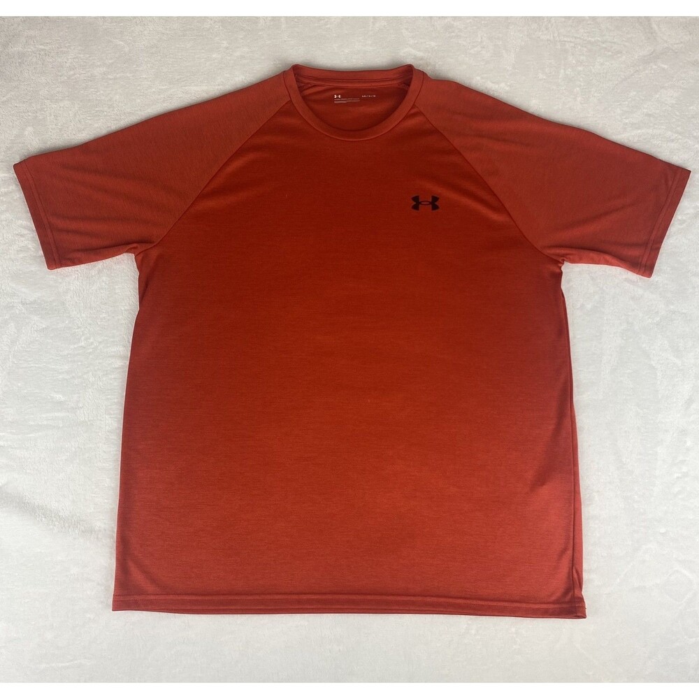 Under Armour Shirt Mens Large Orange Loose Fit Short Sleeve Athletic Shirt